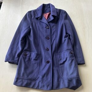 Vintage Veloura Coat Womens 9/10 Purple Button Lined Overcoat USA Union Made
